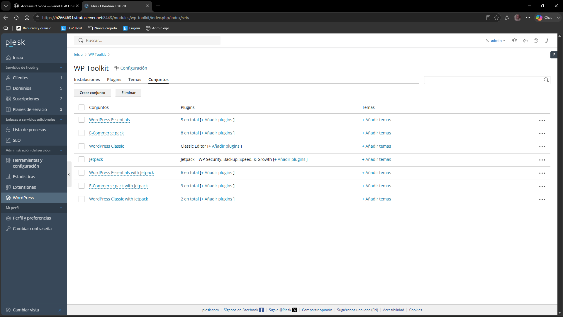 Panel de control Plesk