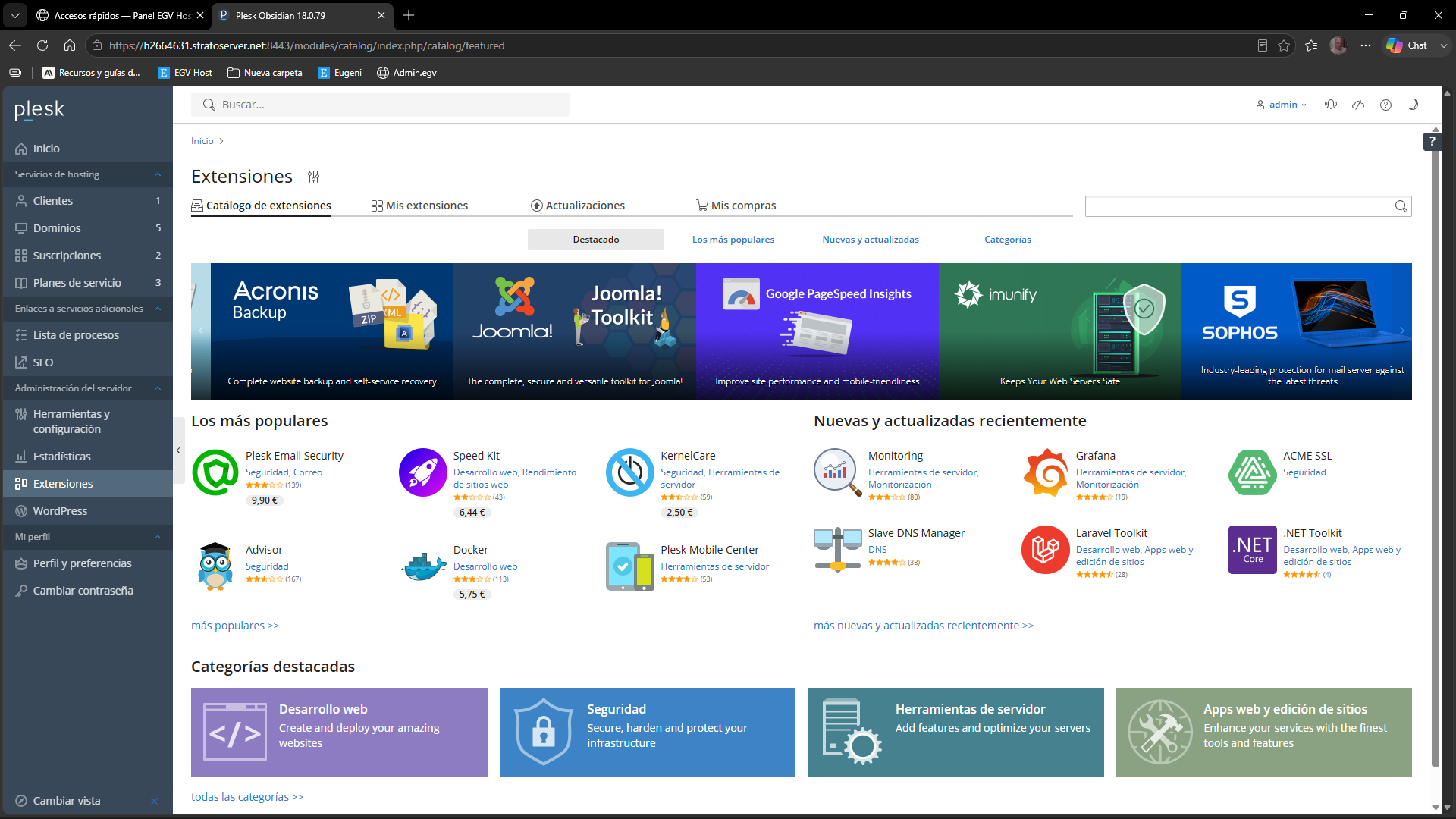 Panel de control Plesk